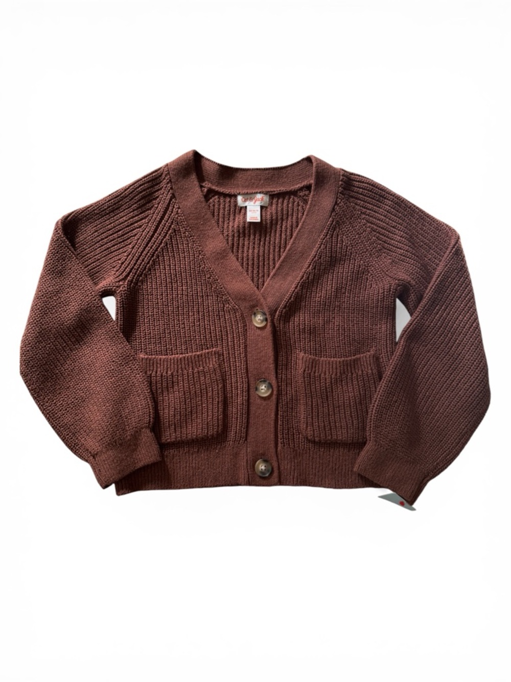 Cat & Jack Girls Chunky Knit Cardigan Brown Button Sweater NWT XS 4-5